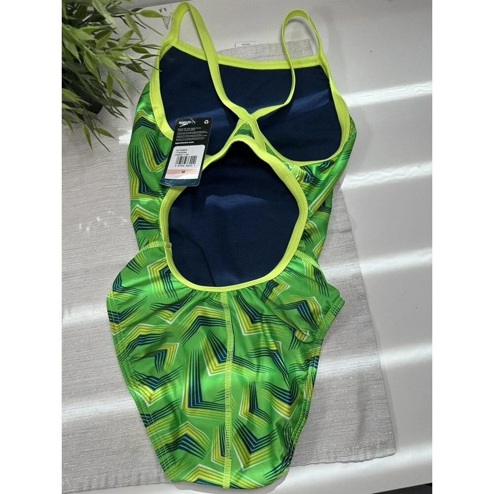 Speedo Womens One Piece Swimsuit Size 28 Vibrant Lime Athletic Fit New